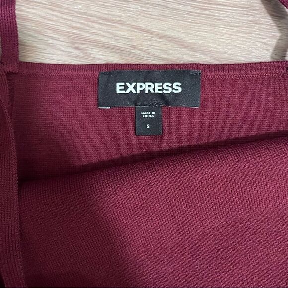 Express Square Neck Knit Sweater Cami Burgundy Pink Spaghetti Strap Tops S - Picture 5 of 9